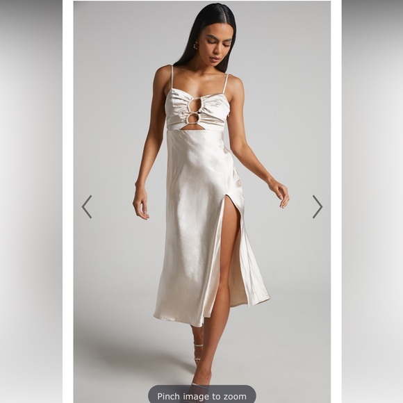 NWT Showpo - SATIN SLIP DRESS IN CHAMPAGNE - Picture 9 of 10